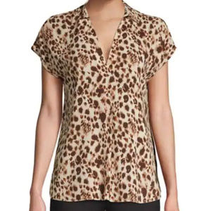 Halston Hi-Low Leopard Animal Top M